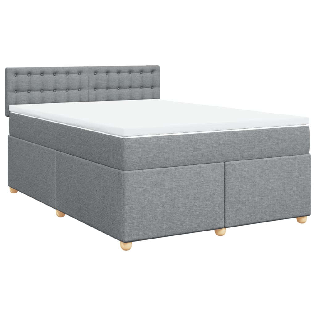 Κρεβάτι Boxspring με Στρώμα Ανοιχτό Γκρι 140x200 εκ. Υφασμάτινο - Pakobazaar