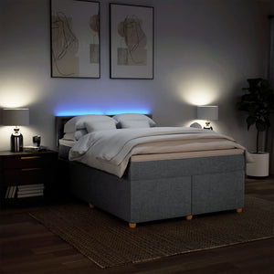 Κρεβάτι Boxspring με Στρώμα Ανοιχτό Γκρι 140x200 εκ. Υφασμάτινο - Pakobazaar