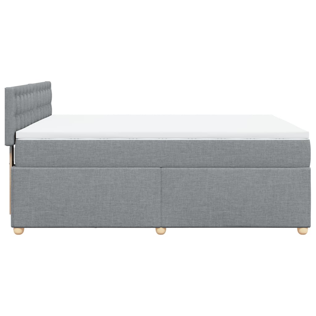Κρεβάτι Boxspring με Στρώμα Ανοιχτό Γκρι 140x200 εκ. Υφασμάτινο - Pakobazaar
