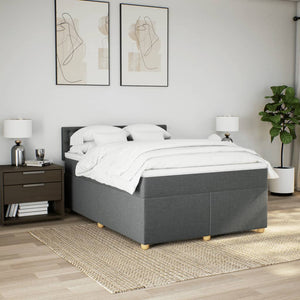 Κρεβάτι Boxspring με Στρώμα Σκούρο Γκρι 140x200 εκ Υφασμάτινο