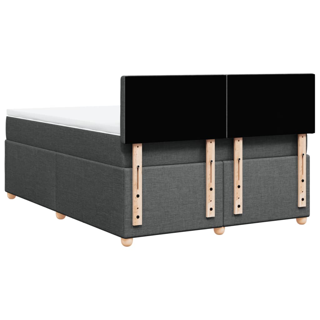 Κρεβάτι Boxspring με Στρώμα Σκούρο Γκρι 140x200 εκ Υφασμάτινο