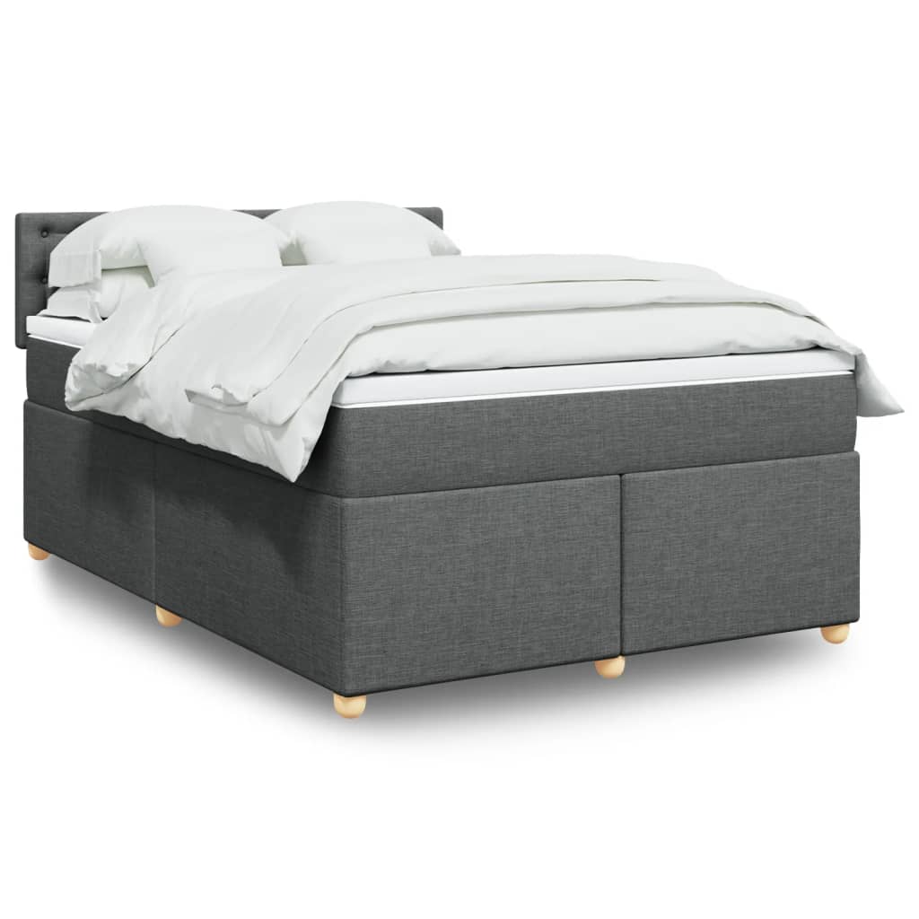 Κρεβάτι Boxspring με Στρώμα Σκούρο Γκρι 140x200 εκ Υφασμάτινο