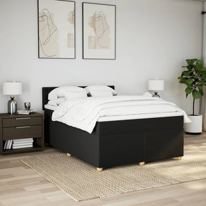 Κρεβάτι Boxspring με Στρώμα Μαύρο 140x200 εκ. Υφασμάτινο - Pakobazaar