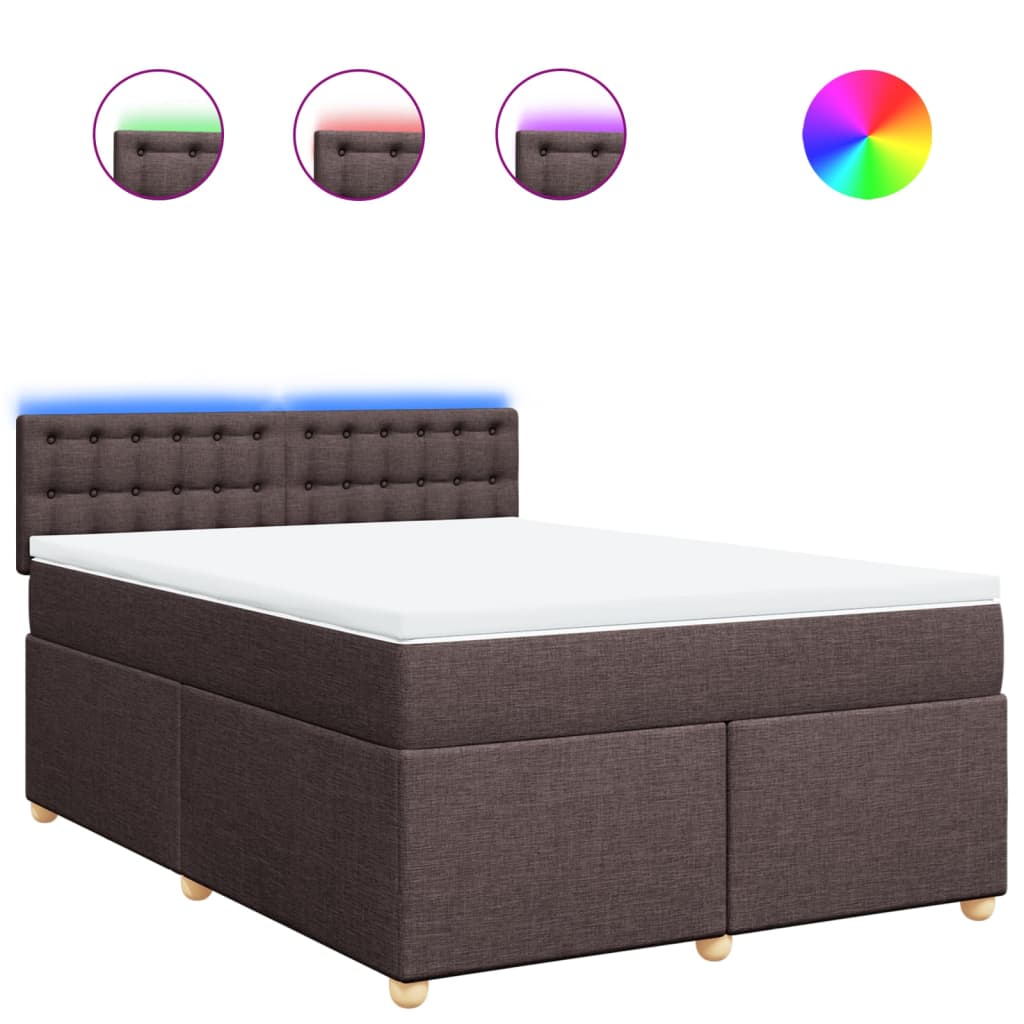 Κρεβάτι Boxspring με Στρώμα Σκούρο Καφέ 140x200 εκ Υφασμάτινο - Pakobazaar