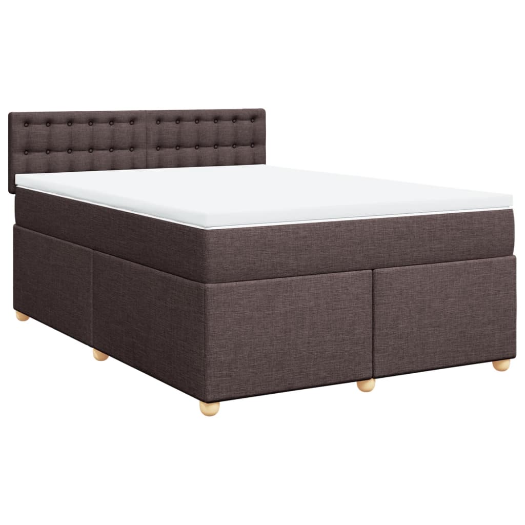 Κρεβάτι Boxspring με Στρώμα Σκούρο Καφέ 140x200 εκ Υφασμάτινο - Pakobazaar