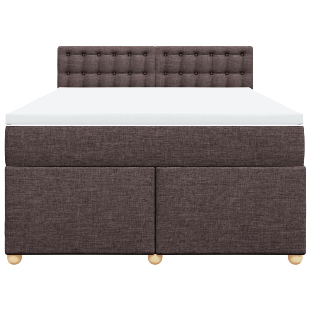 Κρεβάτι Boxspring με Στρώμα Σκούρο Καφέ 140x200 εκ Υφασμάτινο - Pakobazaar