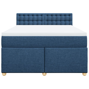 Κρεβάτι Boxspring με Στρώμα Μπλε 140x200 εκ. Υφασμάτινο - Pakobazaar