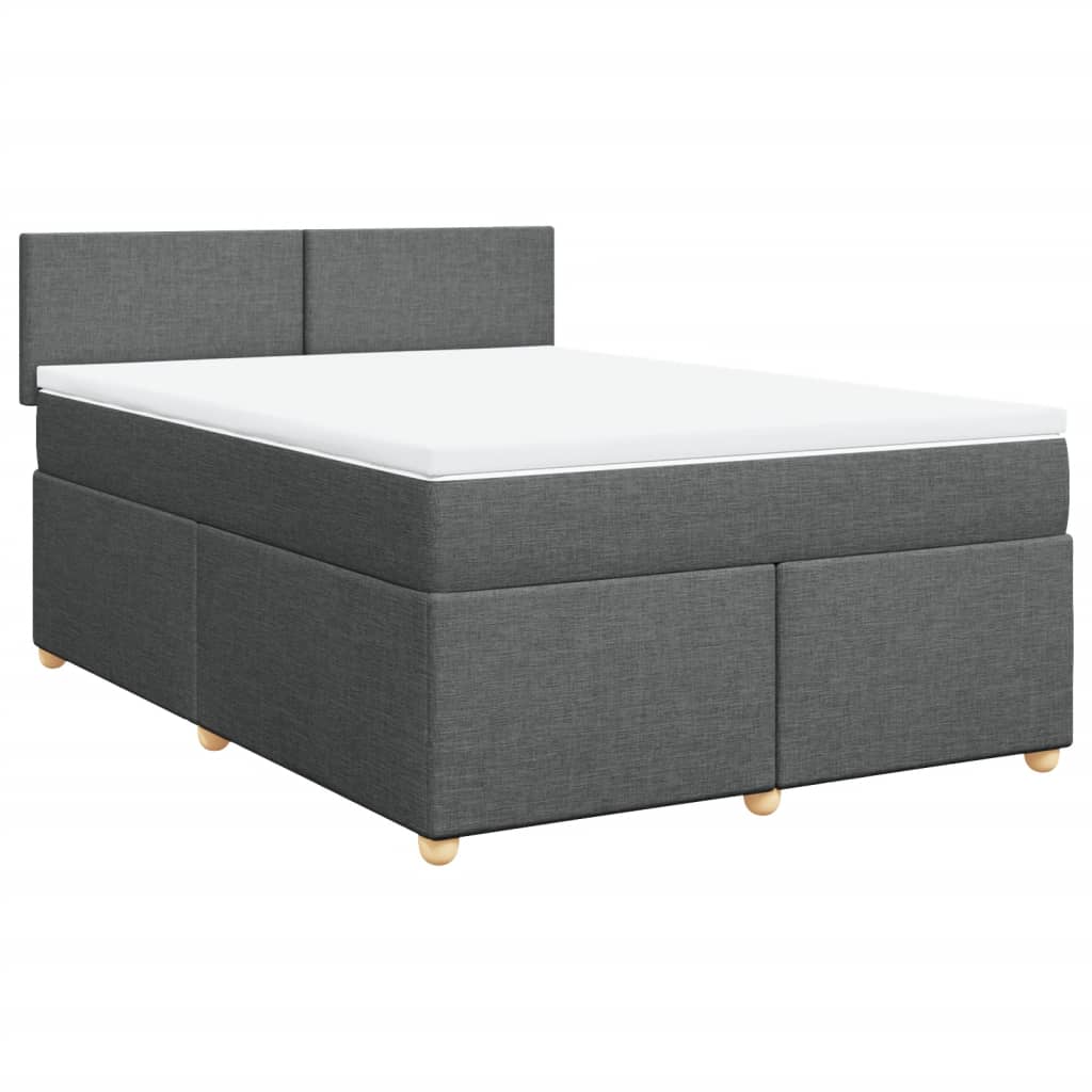 Κρεβάτι Boxspring με Στρώμα Σκούρο Γκρι 160x200 εκ Υφασμάτινο - Pakobazaar