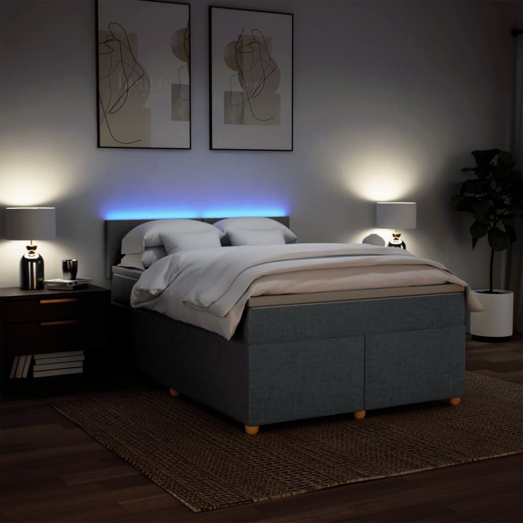 Κρεβάτι Boxspring με Στρώμα Σκούρο Γκρι 160x200 εκ Υφασμάτινο - Pakobazaar
