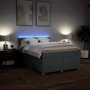 Κρεβάτι Boxspring με Στρώμα Σκούρο Γκρι 160x200 εκ Υφασμάτινο - Pakobazaar