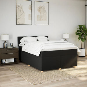 Κρεβάτι Boxspring με Στρώμα Μαύρο 160x200 εκ. Υφασμάτινο - Pakobazaar