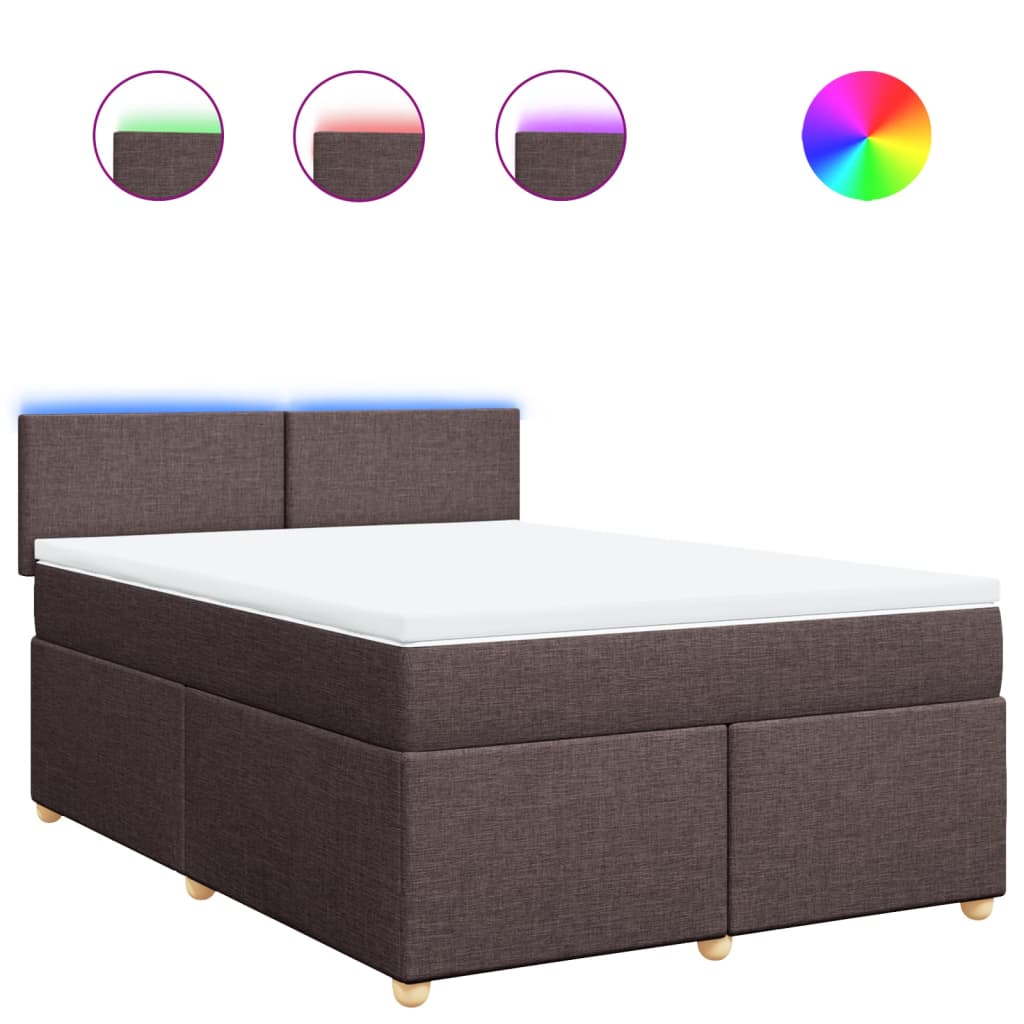 Κρεβάτι Boxspring με Στρώμα Σκούρο Καφέ 160x200 εκ Υφασμάτινο - Pakobazaar