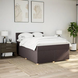Κρεβάτι Boxspring με Στρώμα Σκούρο Καφέ 160x200 εκ Υφασμάτινο - Pakobazaar