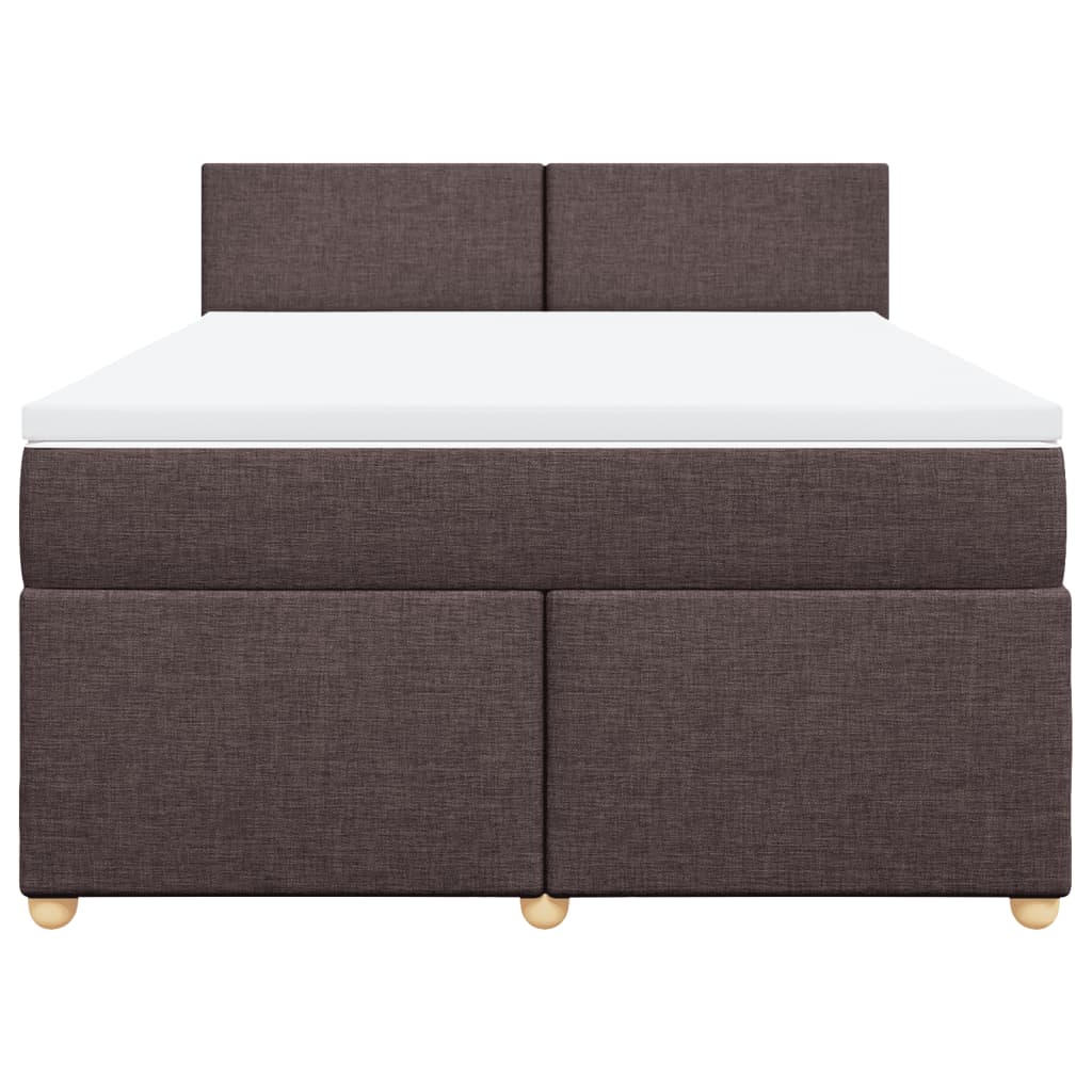 Κρεβάτι Boxspring με Στρώμα Σκούρο Καφέ 160x200 εκ Υφασμάτινο - Pakobazaar