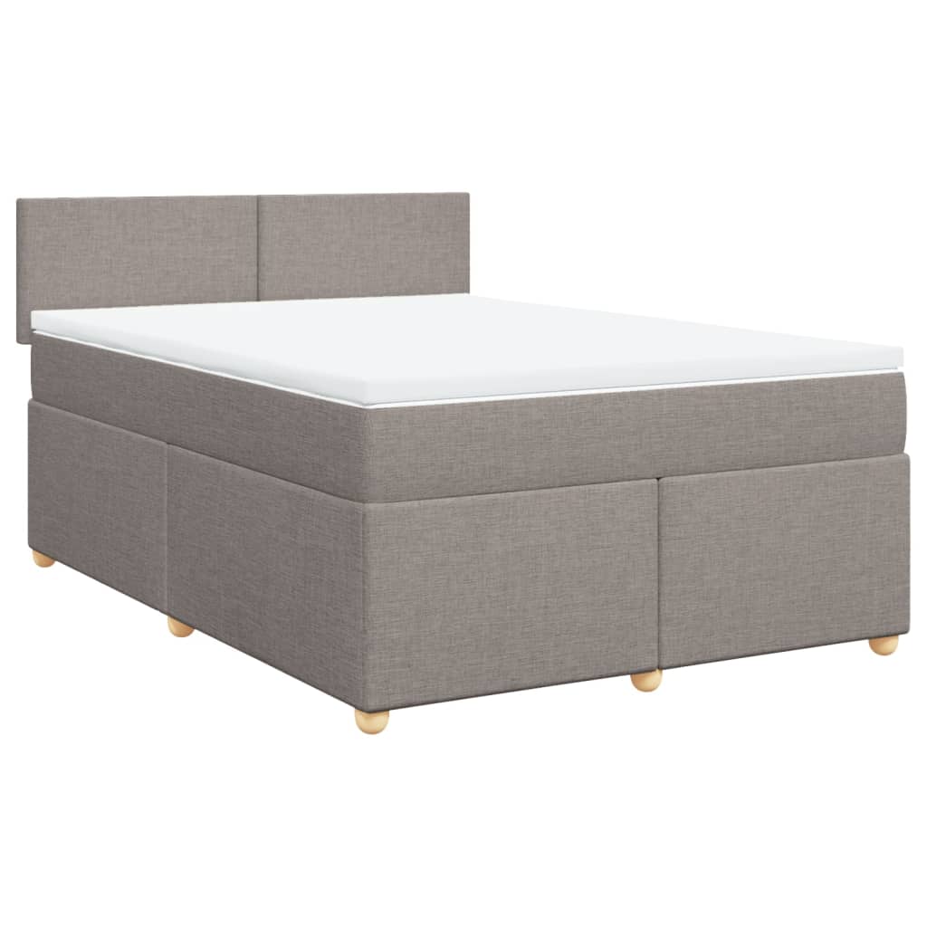 Κρεβάτι Boxspring με Στρώμα Taupe 160x200 εκ. Υφασμάτινο - Pakobazaar