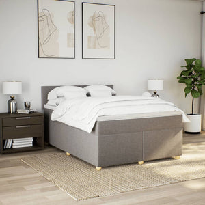 Κρεβάτι Boxspring με Στρώμα Taupe 160x200 εκ. Υφασμάτινο - Pakobazaar