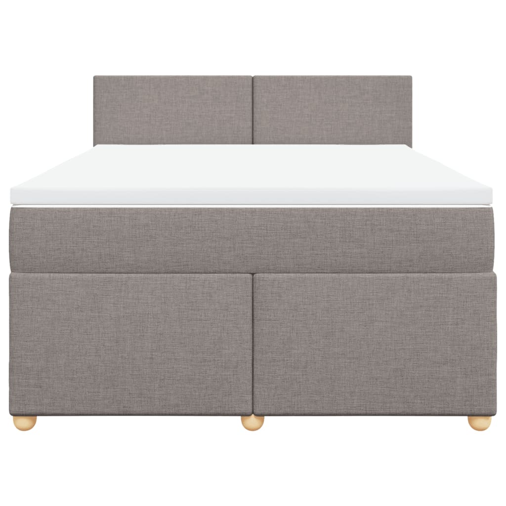 Κρεβάτι Boxspring με Στρώμα Taupe 160x200 εκ. Υφασμάτινο - Pakobazaar
