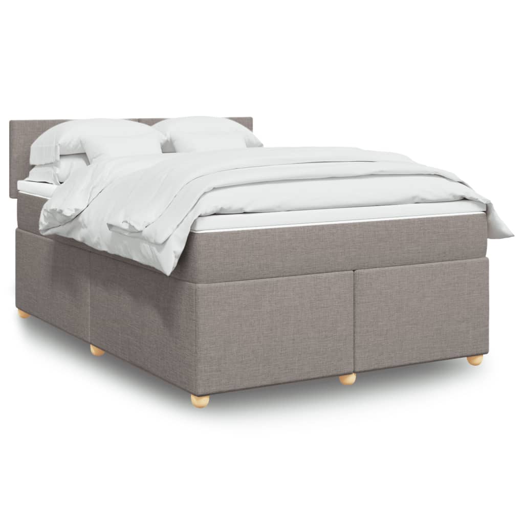Κρεβάτι Boxspring με Στρώμα Taupe 160x200 εκ. Υφασμάτινο - Pakobazaar