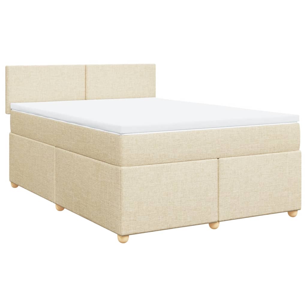 Κρεβάτι Boxspring με Στρώμα Κρεμ 160x200 εκ. Υφασμάτινο - Pakobazaar