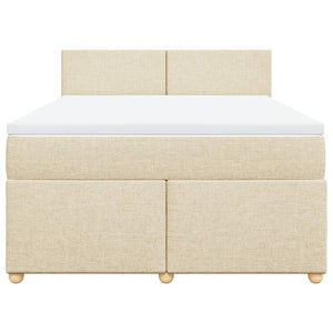 Κρεβάτι Boxspring με Στρώμα Κρεμ 160x200 εκ. Υφασμάτινο - Pakobazaar