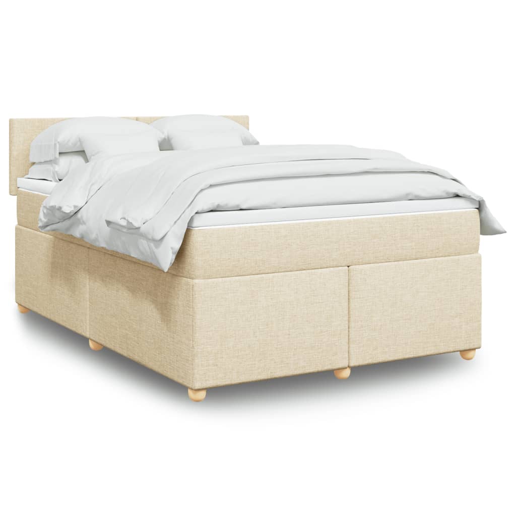 Κρεβάτι Boxspring με Στρώμα Κρεμ 160x200 εκ. Υφασμάτινο - Pakobazaar