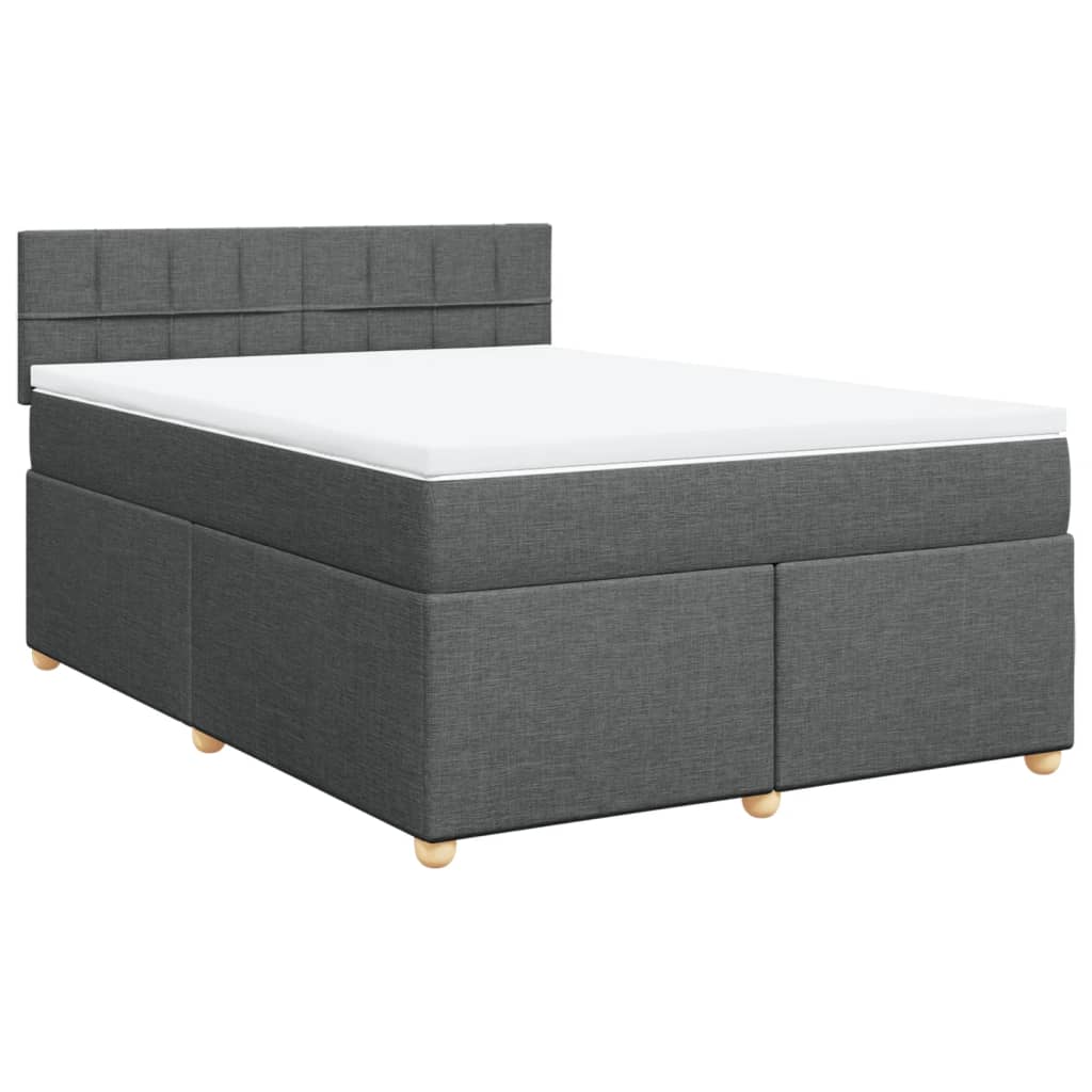 Κρεβάτι Boxspring με Στρώμα Σκούρο Γκρι 160x200 εκ Υφασμάτινο - Pakobazaar
