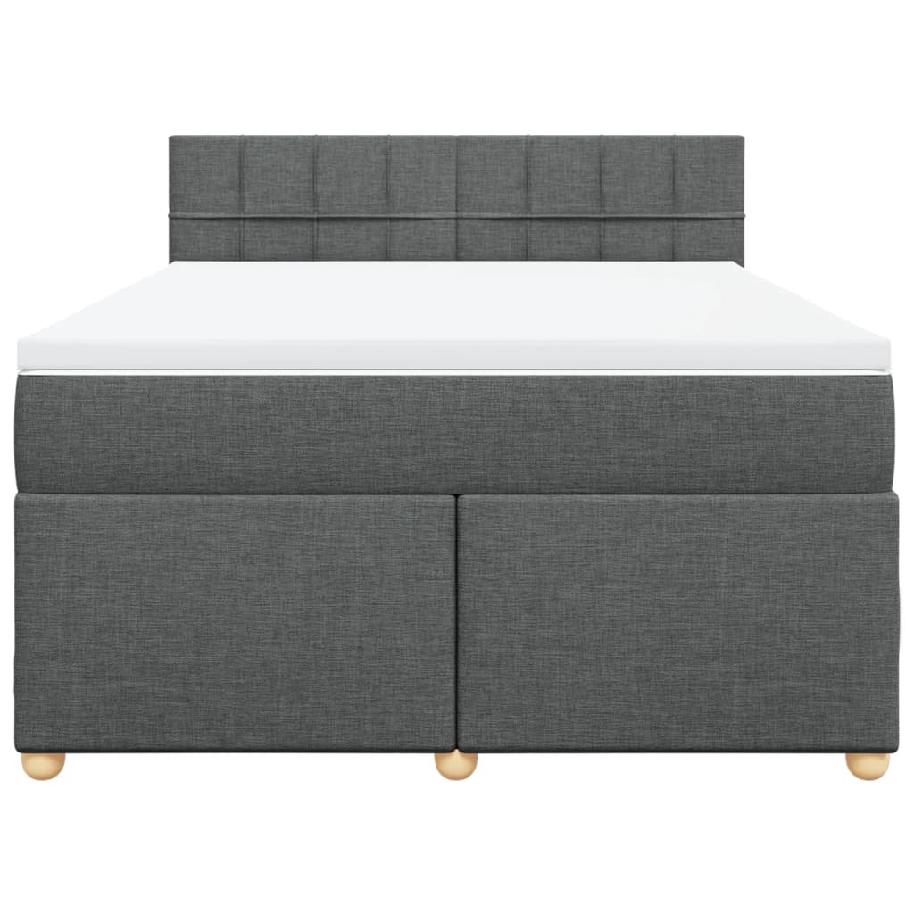 Κρεβάτι Boxspring με Στρώμα Σκούρο Γκρι 160x200 εκ Υφασμάτινο - Pakobazaar