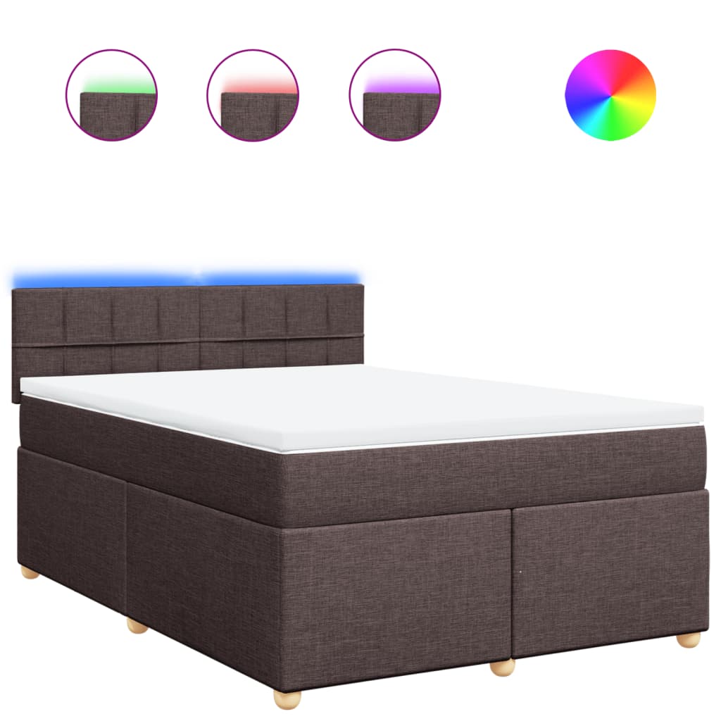 Κρεβάτι Boxspring με Στρώμα Σκούρο Καφέ 160x200 εκ Υφασμάτινο - Pakobazaar