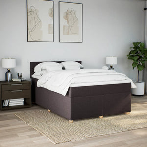 Κρεβάτι Boxspring με Στρώμα Σκούρο Καφέ 160x200 εκ Υφασμάτινο - Pakobazaar