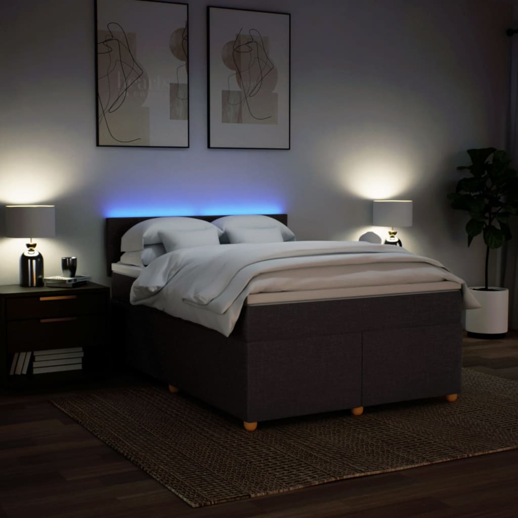 Κρεβάτι Boxspring με Στρώμα Σκούρο Καφέ 160x200 εκ Υφασμάτινο - Pakobazaar