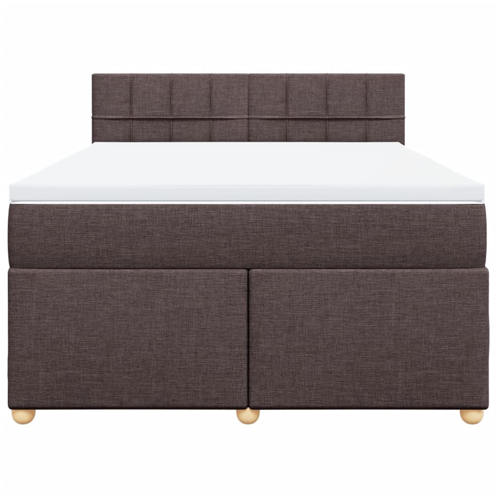 Κρεβάτι Boxspring με Στρώμα Σκούρο Καφέ 160x200 εκ Υφασμάτινο - Pakobazaar