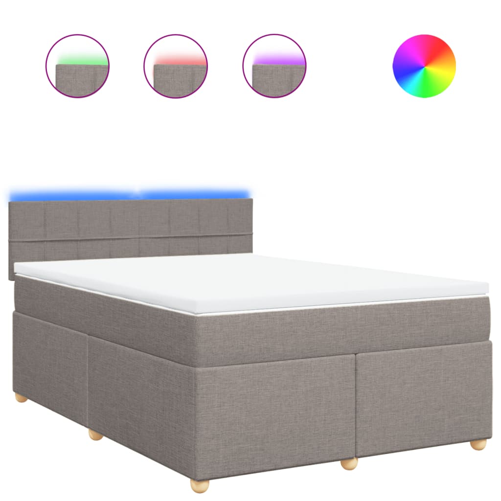 Κρεβάτι Boxspring με Στρώμα Taupe 160x200 εκ. Υφασμάτινο - Pakobazaar