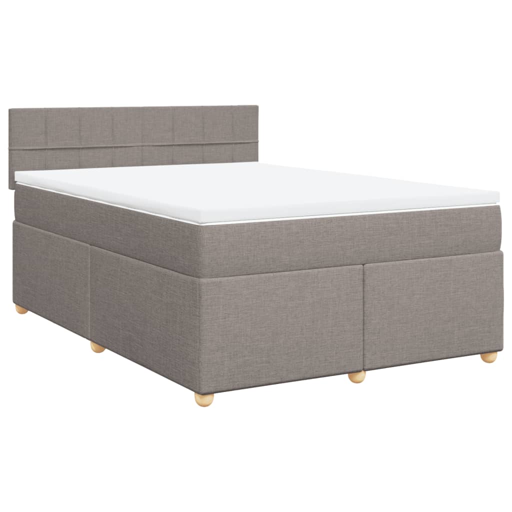 Κρεβάτι Boxspring με Στρώμα Taupe 160x200 εκ. Υφασμάτινο - Pakobazaar