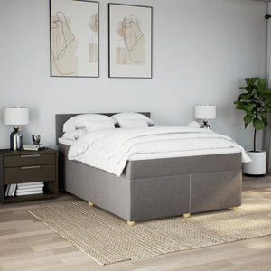 Κρεβάτι Boxspring με Στρώμα Taupe 160x200 εκ. Υφασμάτινο - Pakobazaar
