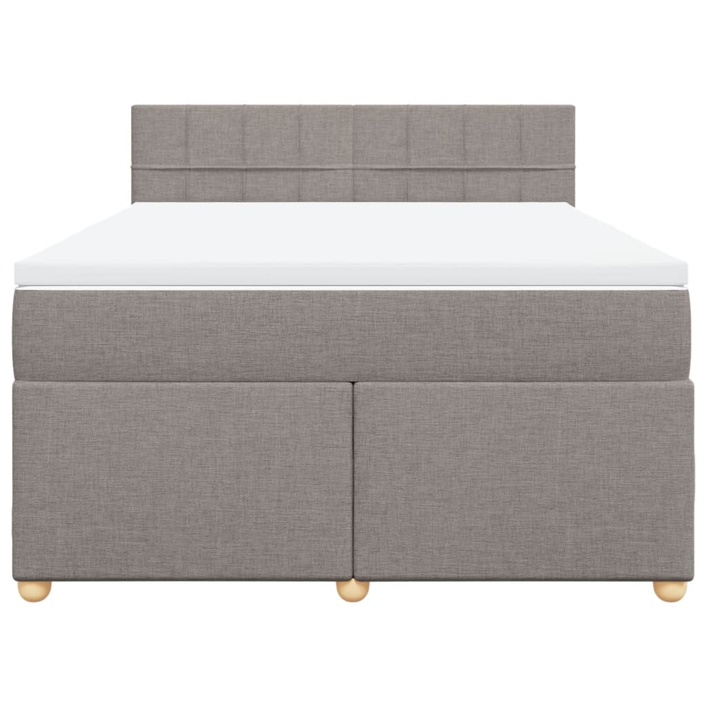 Κρεβάτι Boxspring με Στρώμα Taupe 160x200 εκ. Υφασμάτινο - Pakobazaar