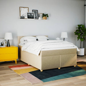 Κρεβάτι Boxspring με Στρώμα Κρεμ 160x200 εκ. Υφασμάτινο - Pakobazaar