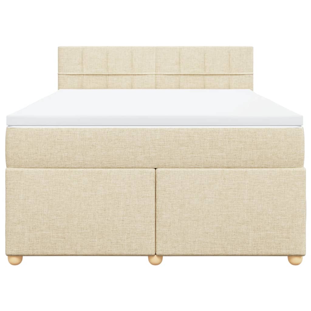 Κρεβάτι Boxspring με Στρώμα Κρεμ 160x200 εκ. Υφασμάτινο - Pakobazaar