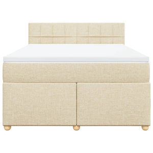 Κρεβάτι Boxspring με Στρώμα Κρεμ 160x200 εκ. Υφασμάτινο - Pakobazaar
