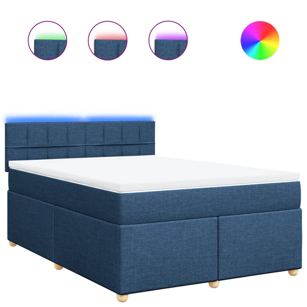 Κρεβάτι Boxspring με Στρώμα Μπλε 160x200 εκ. Υφασμάτινο - Pakobazaar