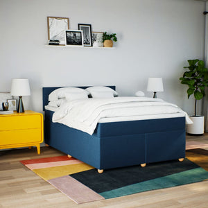 Κρεβάτι Boxspring με Στρώμα Μπλε 160x200 εκ. Υφασμάτινο - Pakobazaar