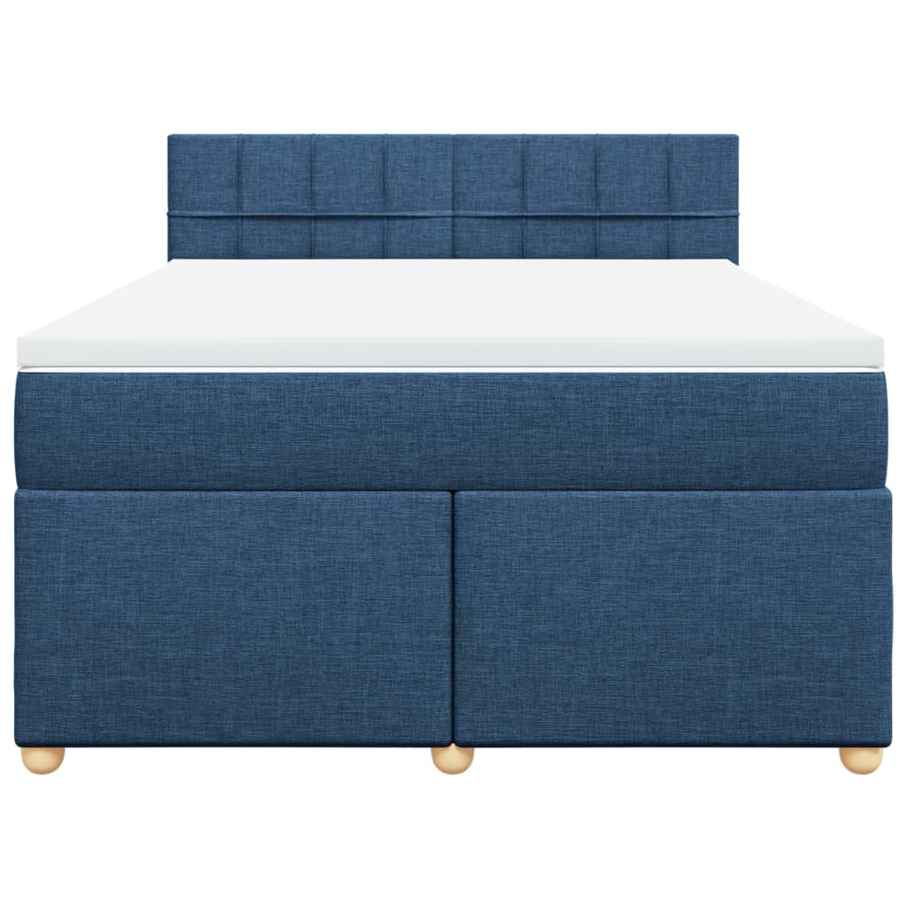 Κρεβάτι Boxspring με Στρώμα Μπλε 160x200 εκ. Υφασμάτινο - Pakobazaar