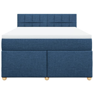 Κρεβάτι Boxspring με Στρώμα Μπλε 160x200 εκ. Υφασμάτινο - Pakobazaar