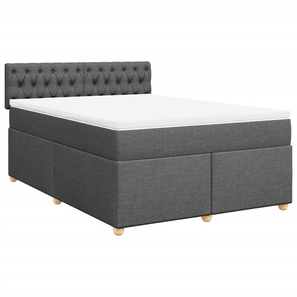 Κρεβάτι Boxspring με Στρώμα Σκούρο Γκρι 160x200 εκ Υφασμάτινο - Pakobazaar