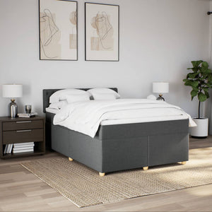 Κρεβάτι Boxspring με Στρώμα Σκούρο Γκρι 160x200 εκ Υφασμάτινο - Pakobazaar