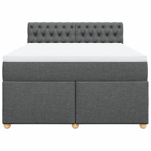 Κρεβάτι Boxspring με Στρώμα Σκούρο Γκρι 160x200 εκ Υφασμάτινο - Pakobazaar