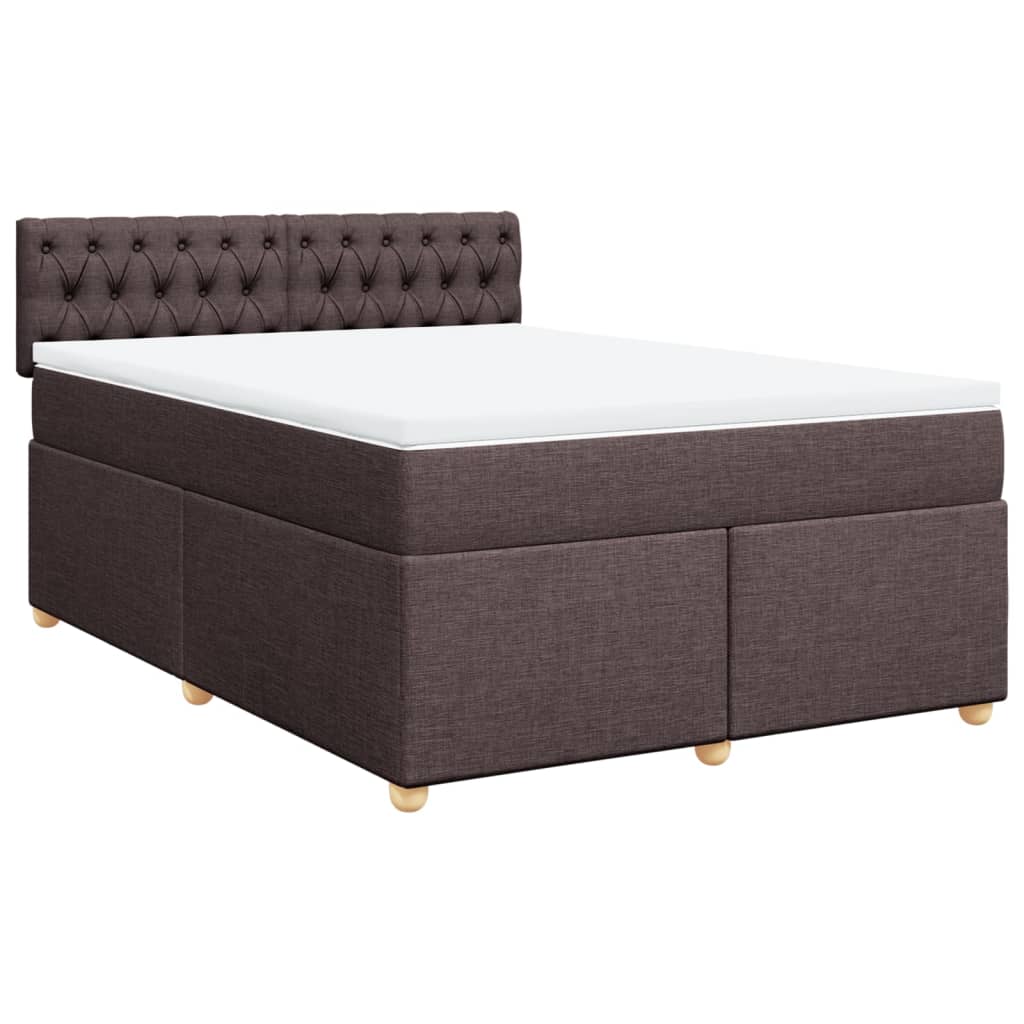 Κρεβάτι Boxspring με Στρώμα Σκούρο Καφέ 160x200 εκ Υφασμάτινο - Pakobazaar