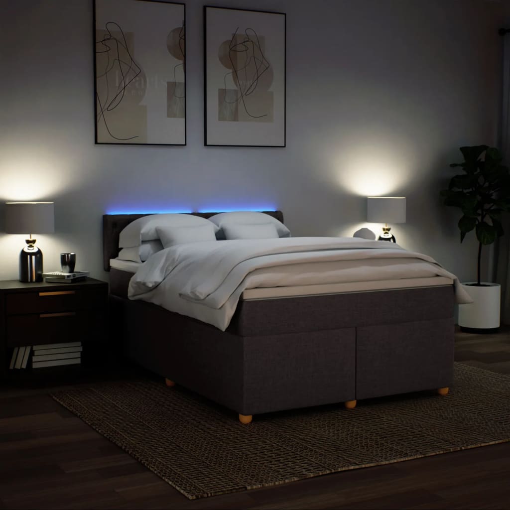 Κρεβάτι Boxspring με Στρώμα Σκούρο Καφέ 160x200 εκ Υφασμάτινο - Pakobazaar