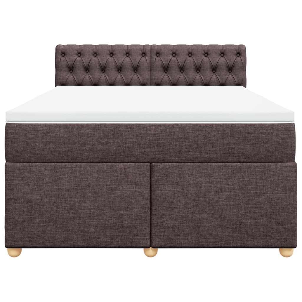 Κρεβάτι Boxspring με Στρώμα Σκούρο Καφέ 160x200 εκ Υφασμάτινο - Pakobazaar
