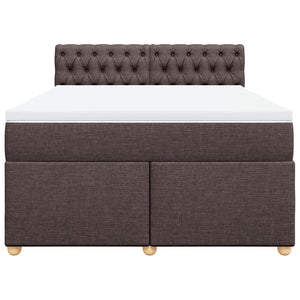 Κρεβάτι Boxspring με Στρώμα Σκούρο Καφέ 160x200 εκ Υφασμάτινο - Pakobazaar