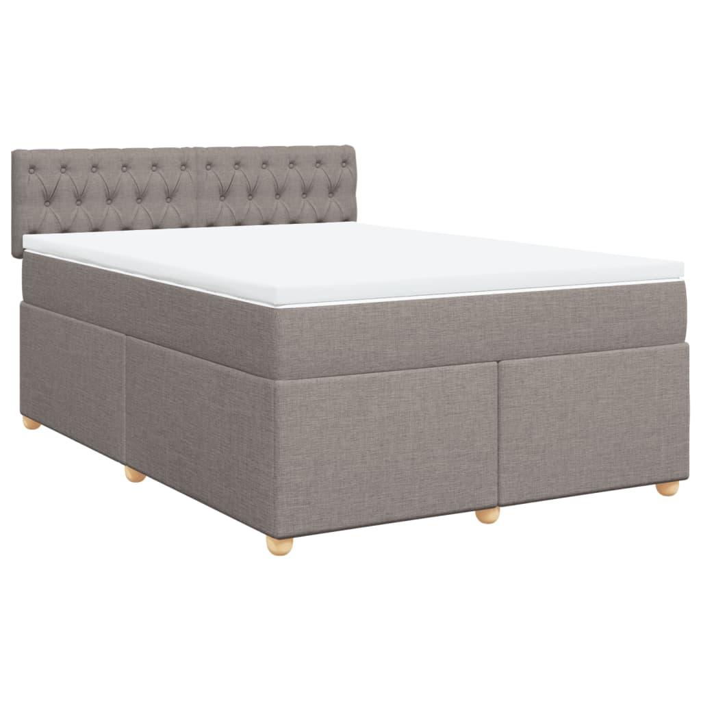 Κρεβάτι Boxspring με Στρώμα Taupe 160x200 εκ. Υφασμάτινο - Pakobazaar